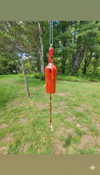 Yard and Lawn Art Glass Wine Bottle Wind Chimes