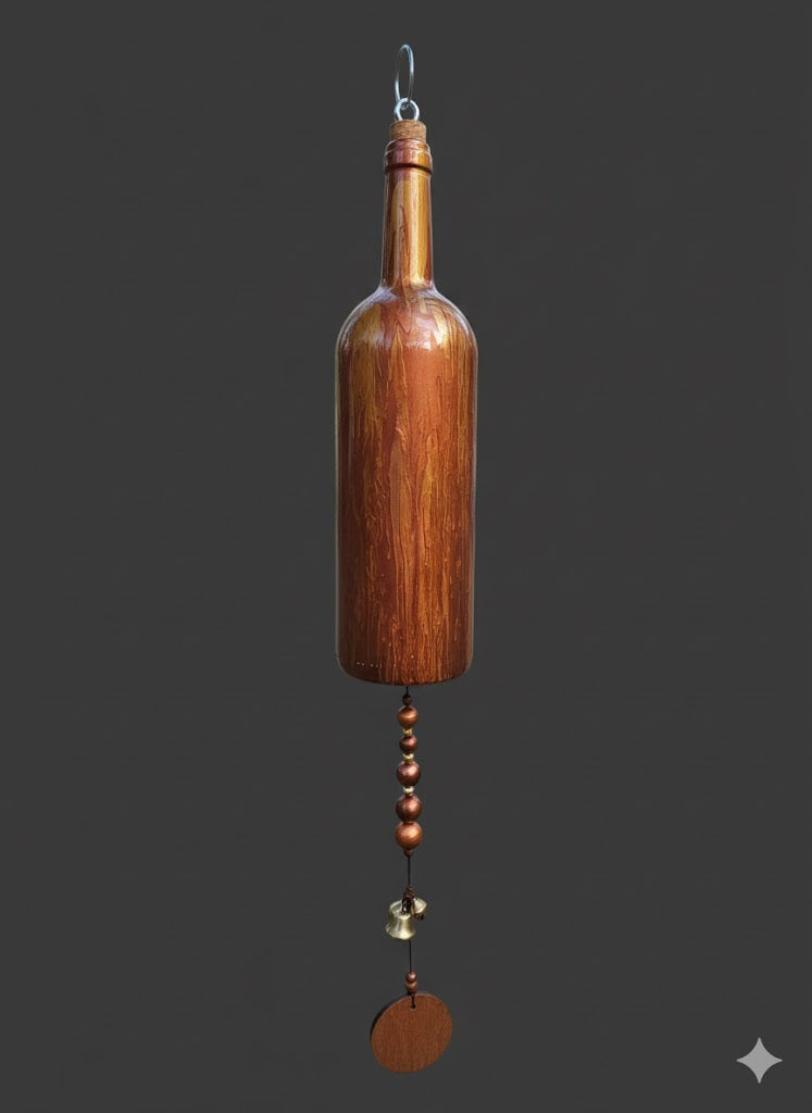 Yard and Lawn Art Glass Wine Bottle Wind Chimes