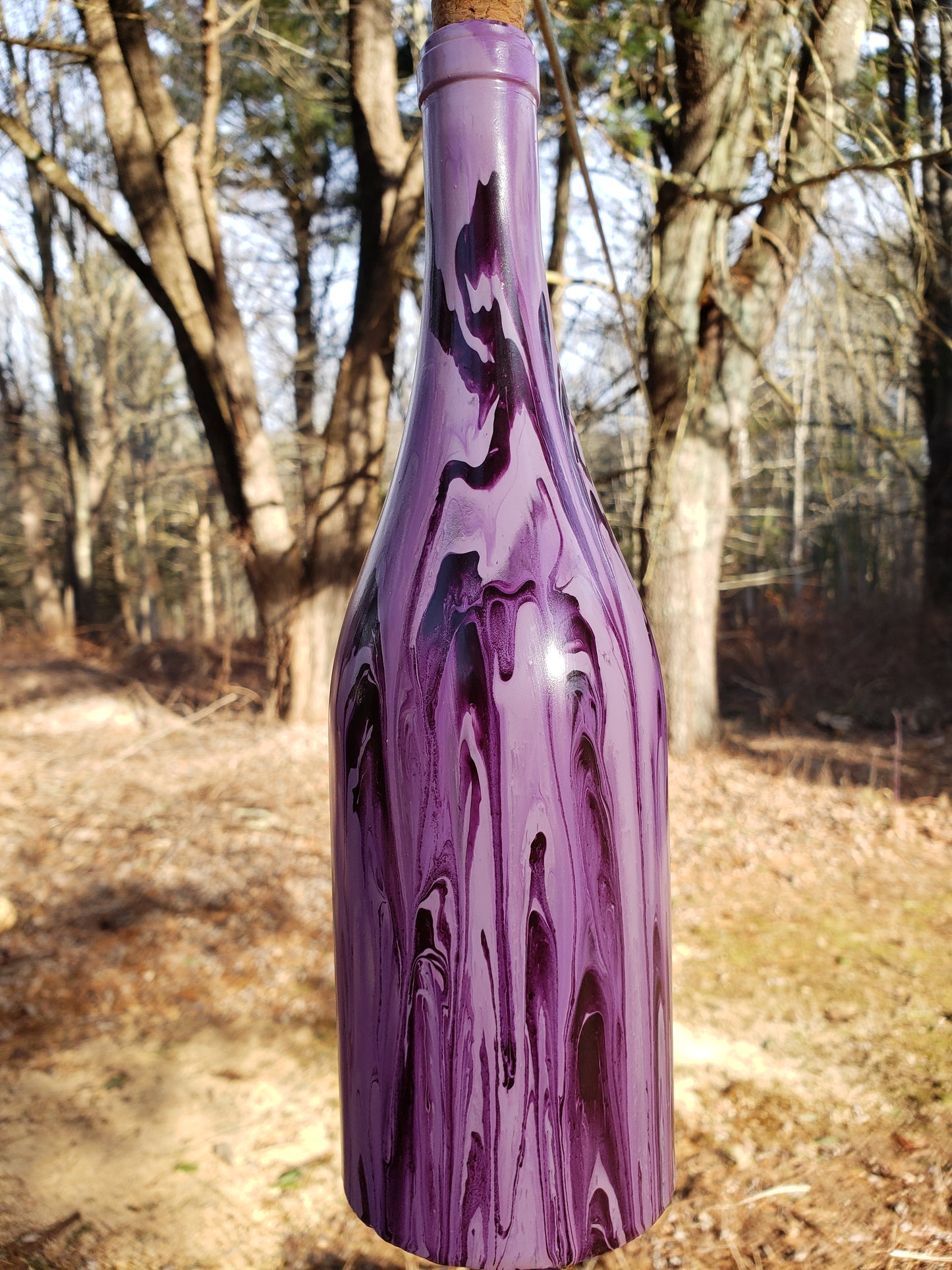 Hand Painted Wine Bottle Wind Chime | Upcycled Glass Garden Art | Custom Color Outdoor Decor | Boho Capiz Shell Mobile | Unique Housewarming Gift