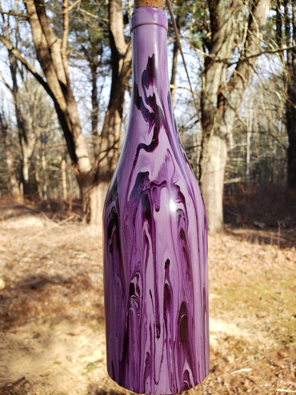 Hand Painted Wine Bottle Wind Chime | Upcycled Glass Garden Art | Custom Color Outdoor Decor | Boho Capiz Shell Mobile | Unique Housewarming Gift