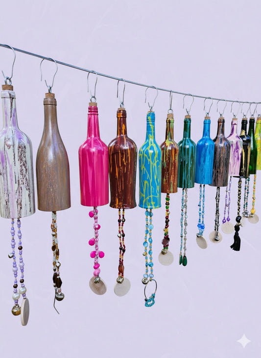 Handmade Bottle Wind Chimes with Capiz Sea Shell on Each Sail