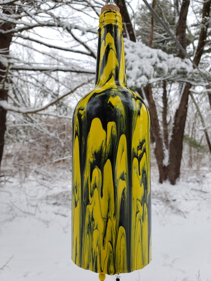 Hand Painted Wine Bottle Wind Chime | Upcycled Glass Garden Art | Custom Color Outdoor Decor | Boho Capiz Shell Mobile | Unique Housewarming Gift