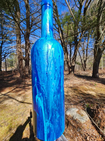 Yard and Lawn Art Glass Wine Bottle Wind Chimes
