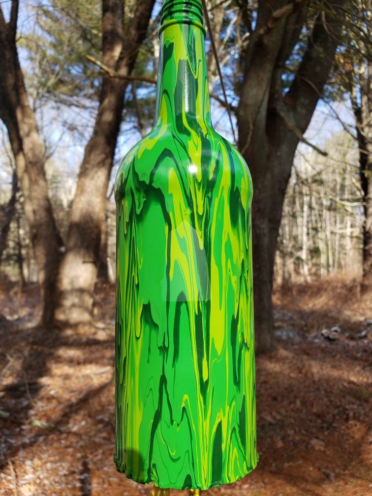 Yard and Lawn Art Glass Wine Bottle Wind Chimes
