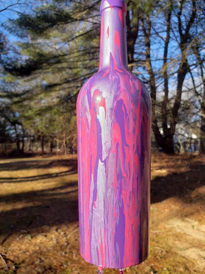 Yard and Lawn Art Glass Wine Bottle Wind Chimes