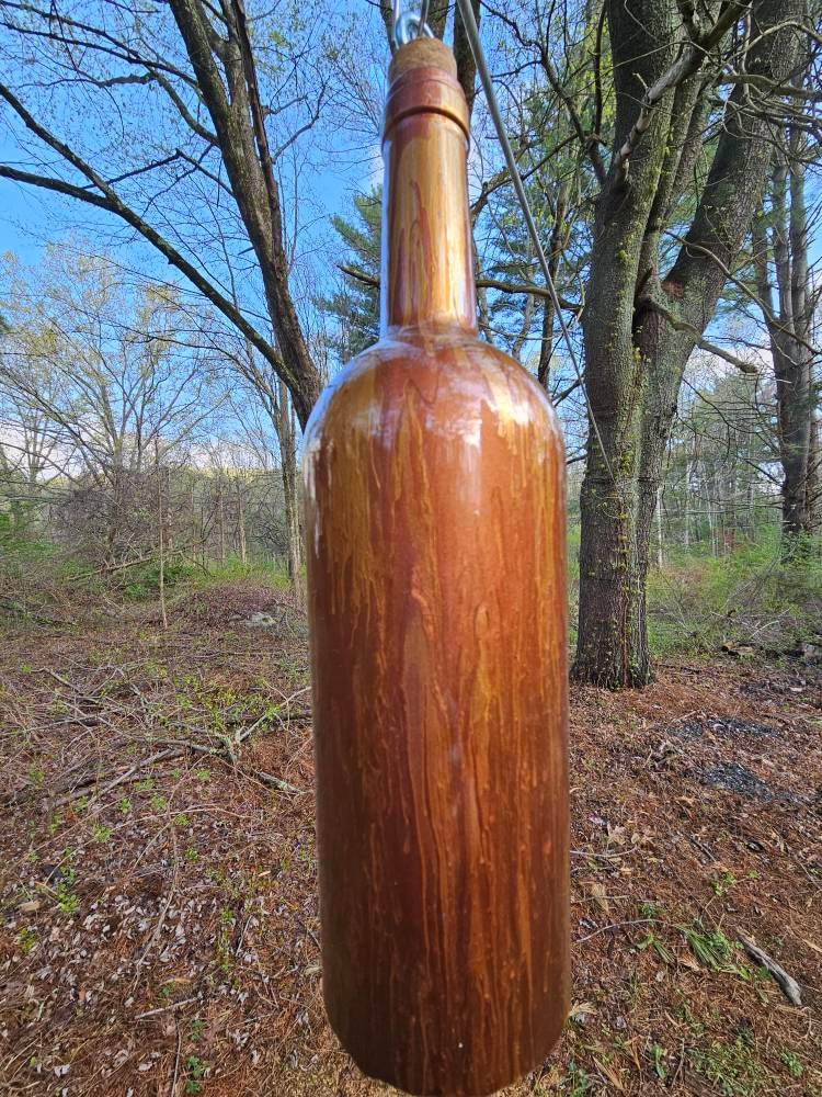 Yard and Lawn Art Glass Wine Bottle Wind Chimes