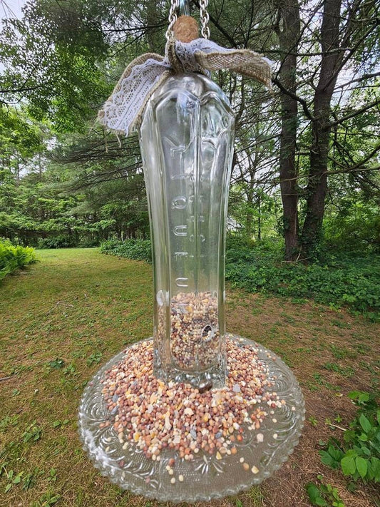 Bird Feeder Glass Wine Bottle